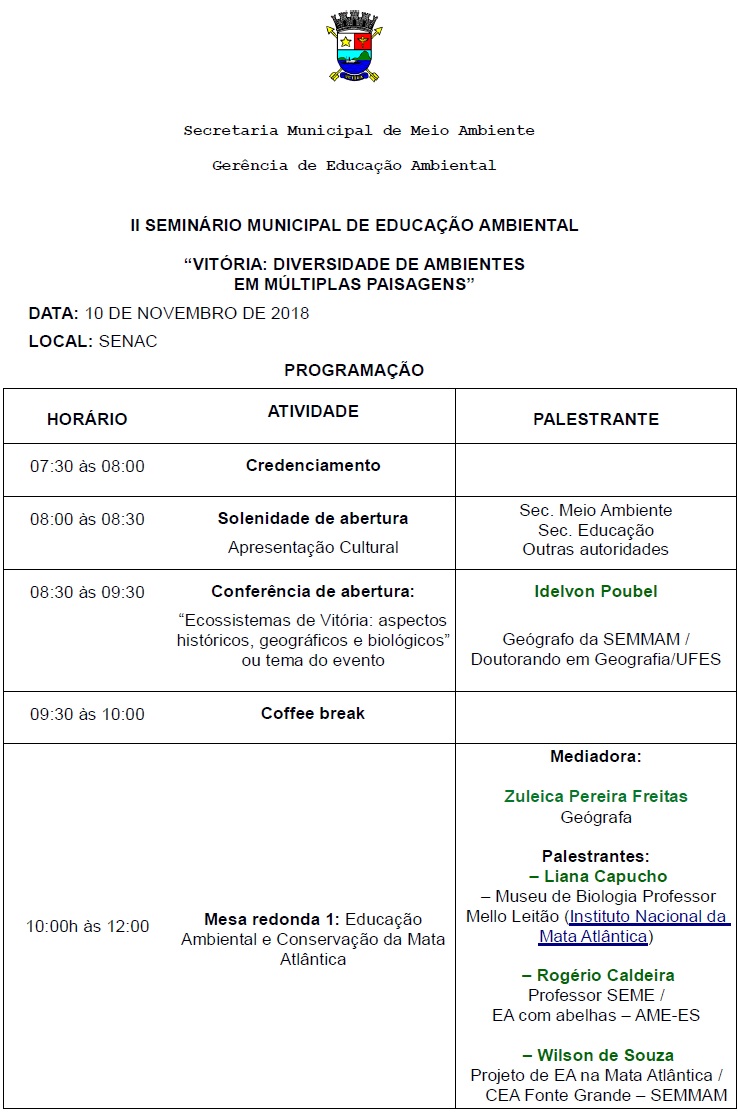 prog-1 Inma no 2º Seminário de Educação Ambiental