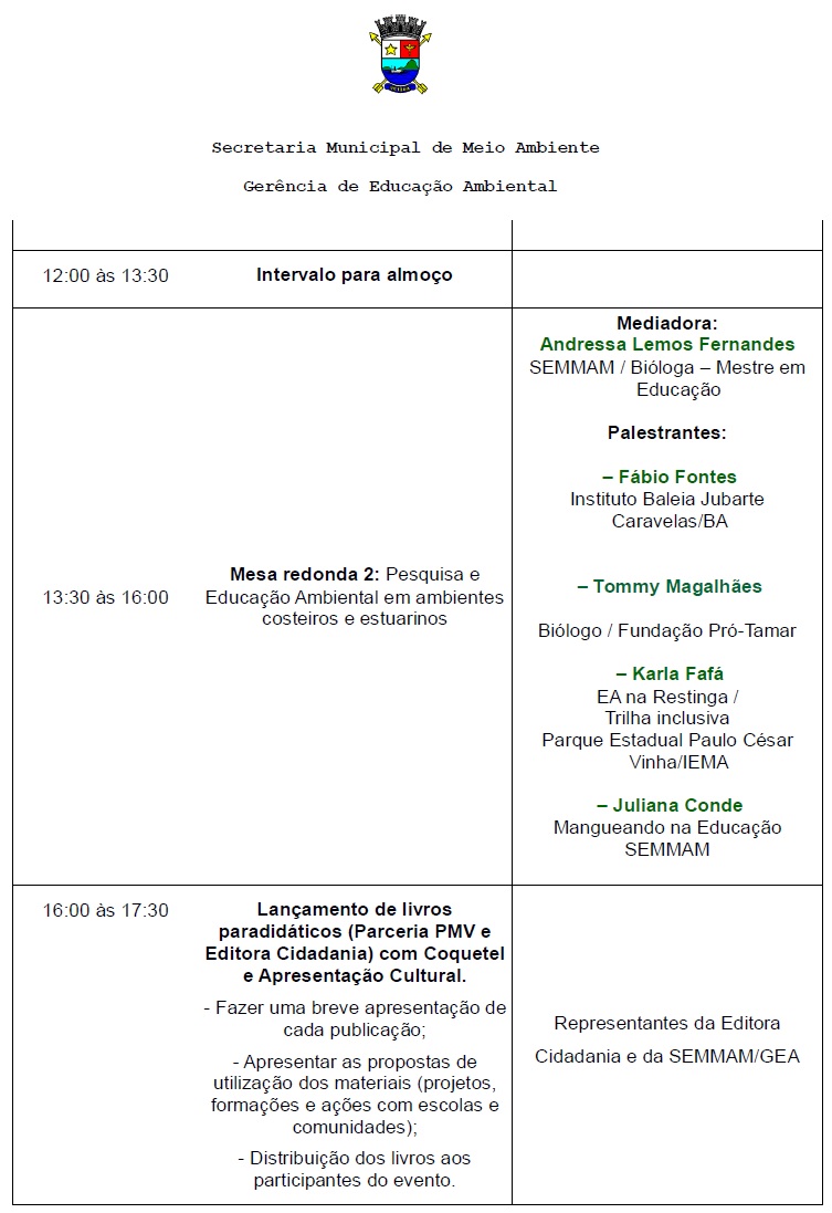 prog-2 Inma no 2º Seminário de Educação Ambiental
