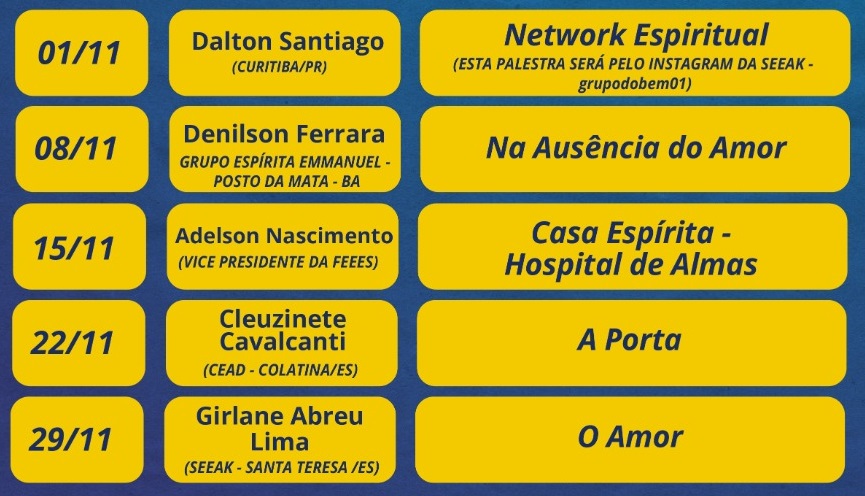 pag-Seeak Seeak realiza palestras públicas durante o mês de Novembro