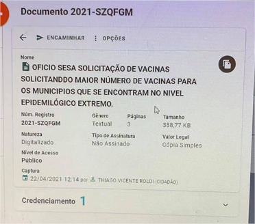 doc Vereadores de Santa Teresa pedem ao secretário de saúde do estado, mais vacinas