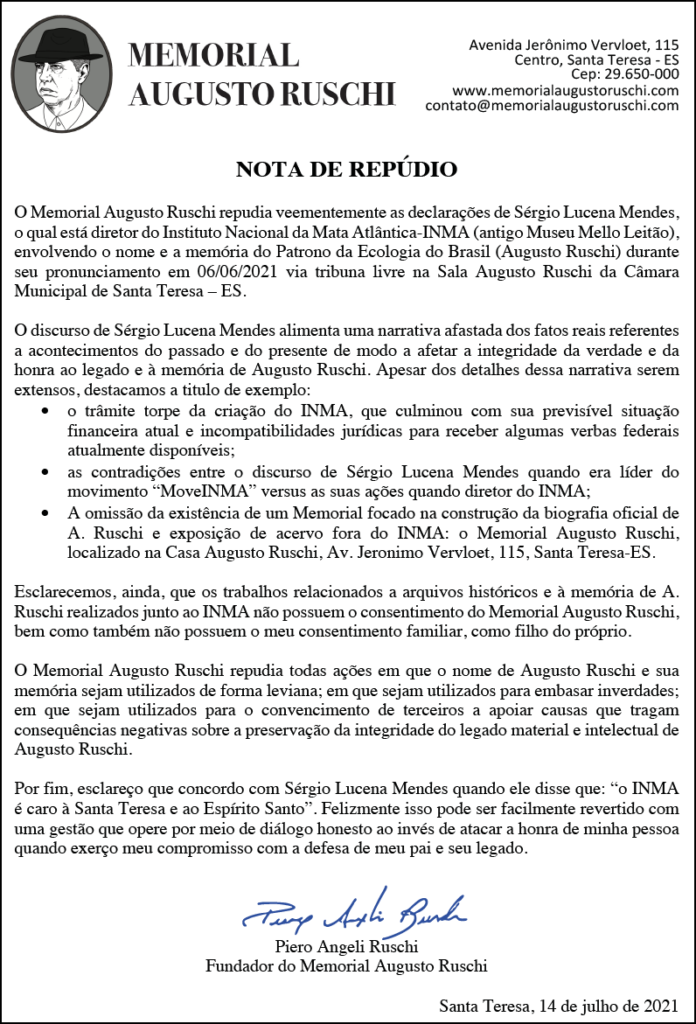 nota-de-repudio-696x1024 Nota de Repúdio Memorial Augusto Ruschi