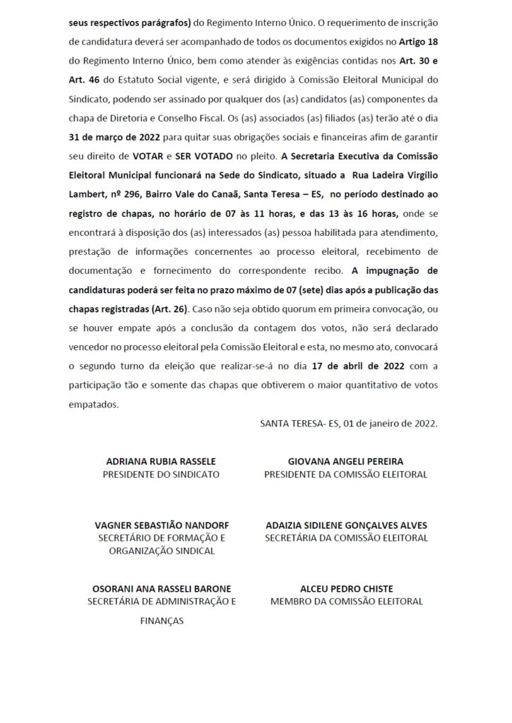 ST1-725x1024 Edital de Convocação para as Eleições Sindicais 2022 – Sindicato dos Trabalhadores Rurais Agricultores e Agricultoras de Santa Teresa/ES