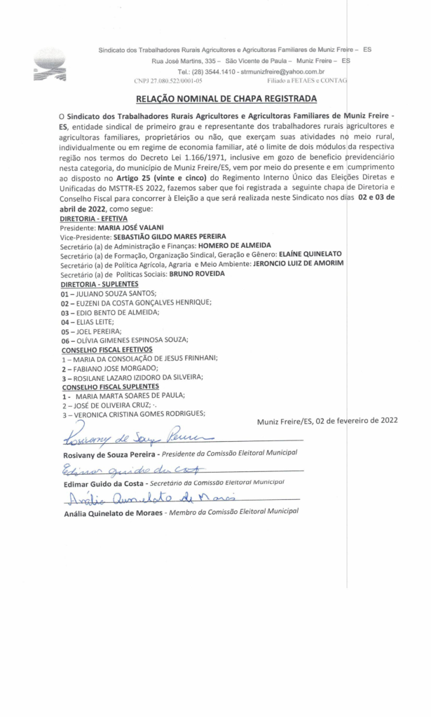 RELACAO-NOMINAL-DE-CHAPA-REGISTRADA-615x1024 Relação Nominal de Chapa Registrada - Sindicato dos Trabalhadores Rurais Agricultores e Agricultoras Familiares de Muniz Freire/ES