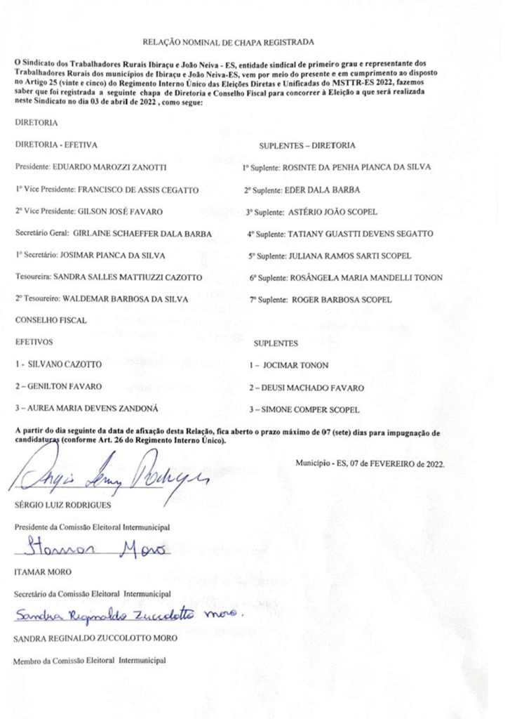 Rurais-Ibiraçu-e-João-Neiva-ES-municípios-de-Ibiraçu-e-João-Neiva-ES-vem-por-meio-do-presente-e-em-cumprimento-ao-disposto-737x1024 Relação Nominal de Chapa Registrada - Sindicato dos Trabalhadores Rurais de Ibiraçu e João Neiva/ES