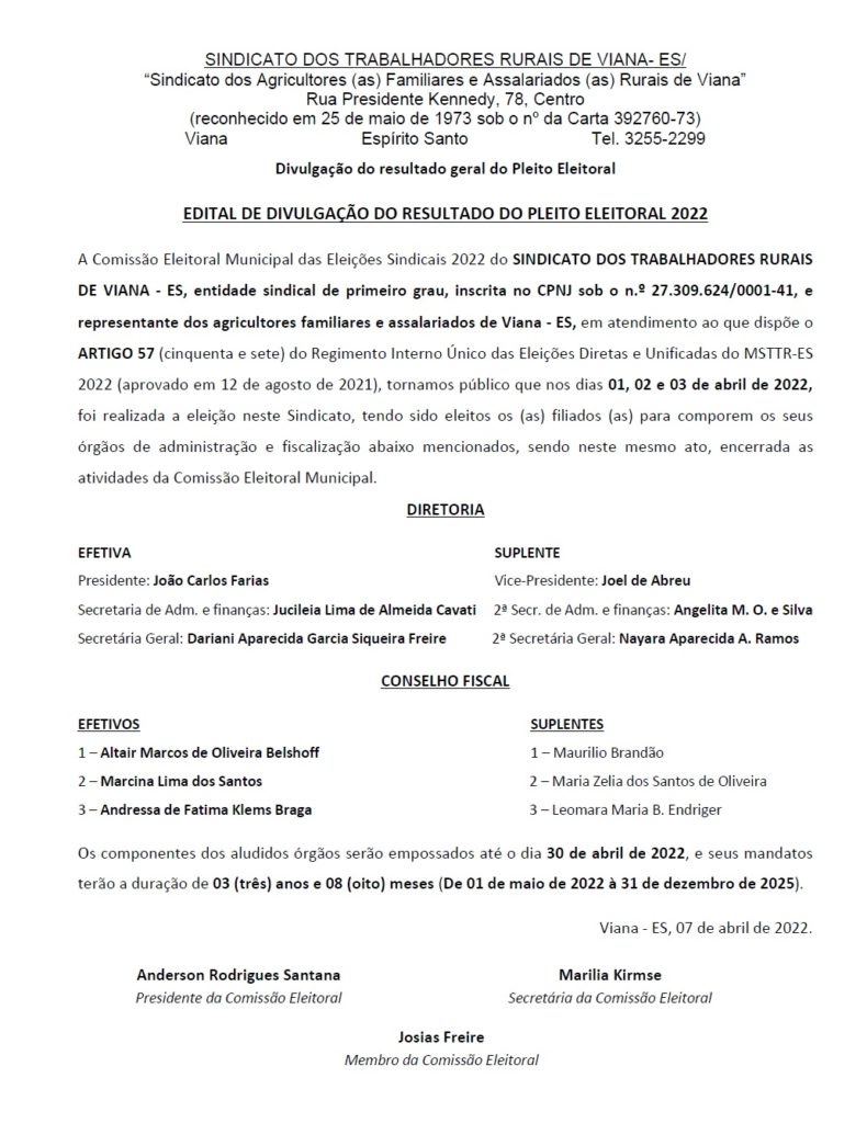 VIANA-1-790x1024 Edital de Divulgação do Pleito Eleitoral 2022 – Sindicato dos trabalhadores rurais de Viana/ES