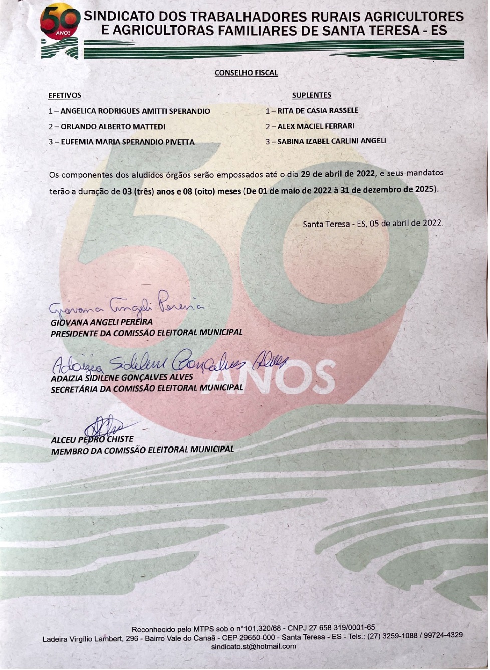 santa-teresa-2 Edital de divulgação de Eleição/2022 – Sindicato dos trabalhadores rurais agricultores e agricultoras familiares de Santa Teresa/ES