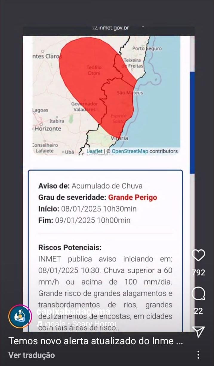 652a1d1d-1a53-44fa-b786-36130e8853c6 Santa Teresa e região norte do ES sob Alerta Vermelho